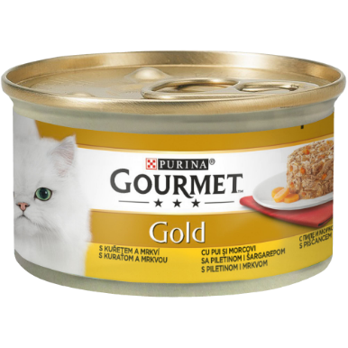 Мокра храна в консерва за котки PURINA GOURMET Gold Пай с месо Пиле и Моркови 85г