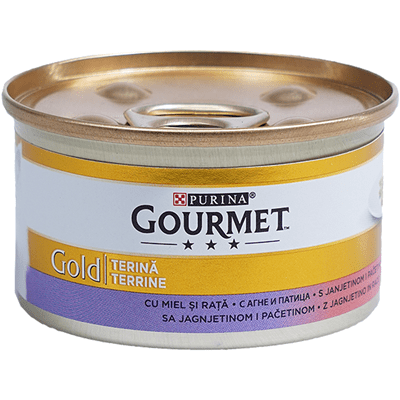 Мокра храна в консерва за котки PURINA GOURMET Gold Хапки в Пастет Агне и Патица 85г, 24 б