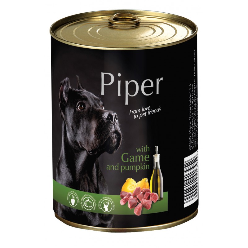 Piper премиум - консервирана храна за кучета, дивеч/тиква, 3 бр. х 400 г
