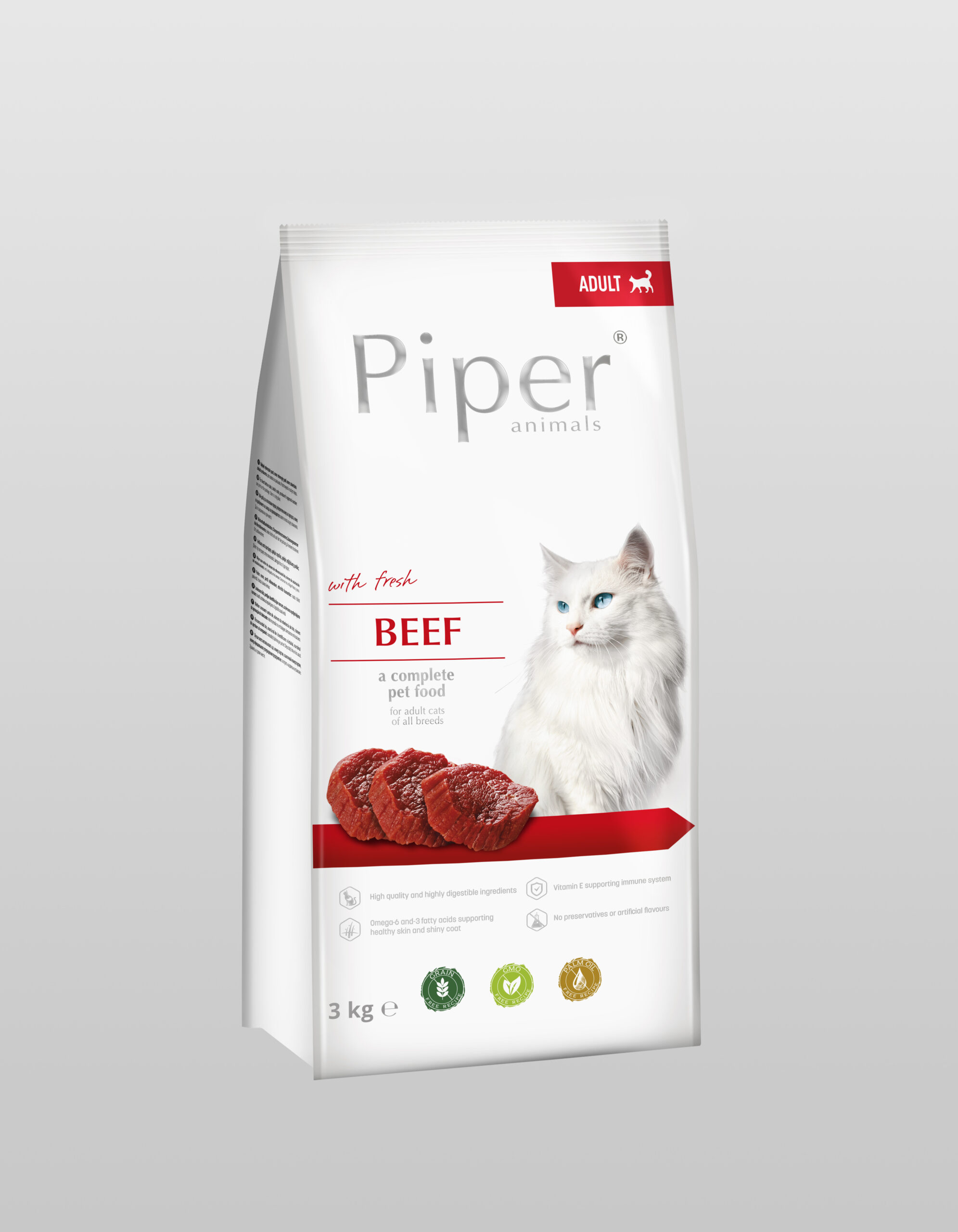 Piper Cat Beef - гранулирана храна с прясно говеждо, 3 кг.