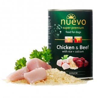 NNUEVO JUNIOR пиле с говеждо и ориз, 3 бр. х 400г