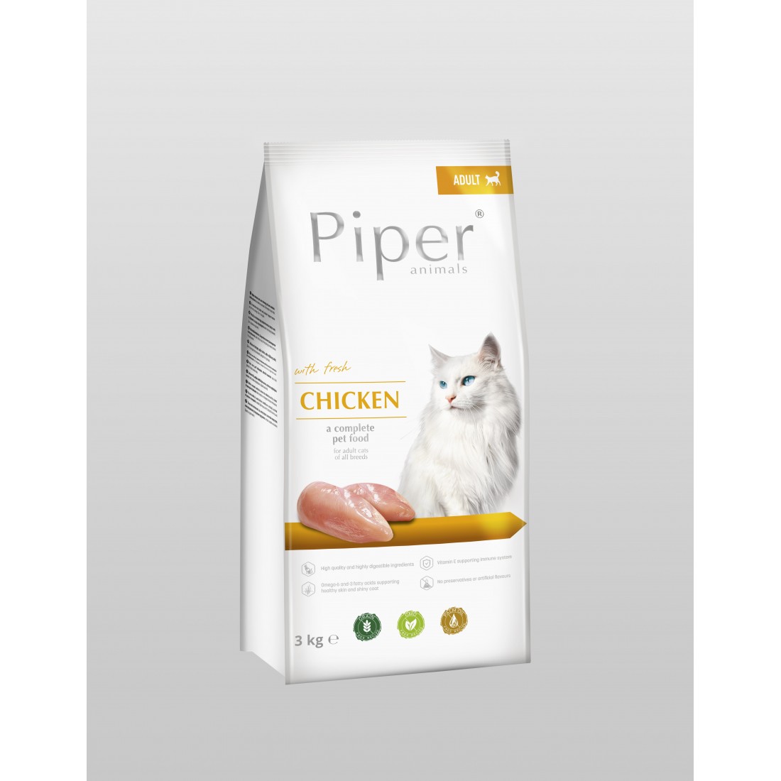 Piper Cat Chicken - гранулирана храна с прясно пилешко, 3 кг