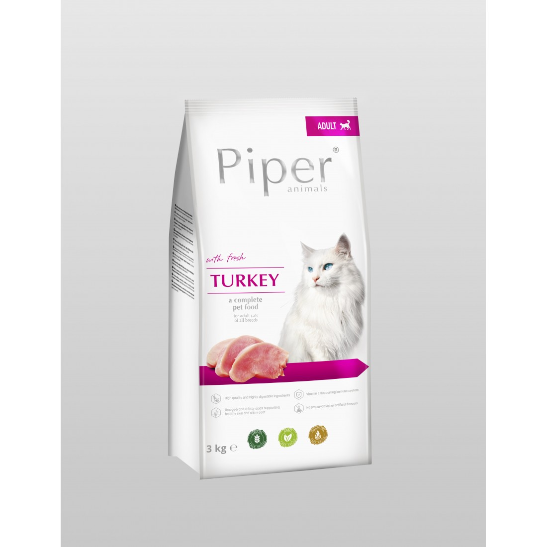 Piper Cat Turkey - гранулирана храна с прясно пуешко, 3 кг.