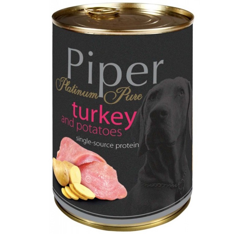 Piper Platinum Pure - консерва при чувствителна храносмилателна система с пуйка и картофи, 3 бр. х 400 г