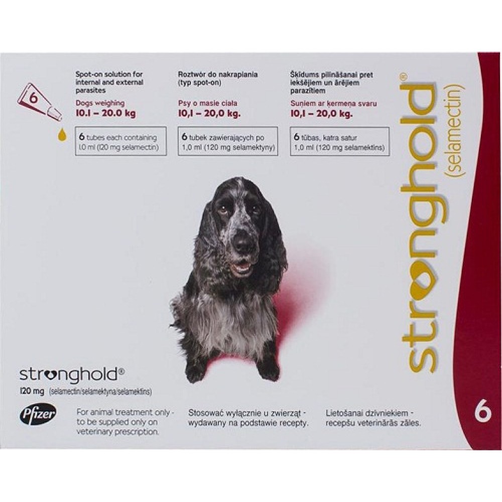 Pfizer Stronghold 120mg spot on /обезпаразитяващи пипети за кучета от 10 до 20кг/ - 3 бр.