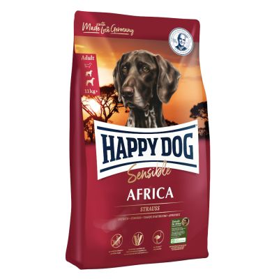 Happy Dog Sensible Africa - храна за кучета над 12 месеца и тегло над 11 кг. с месо от щраус и картофи, 4 кг.