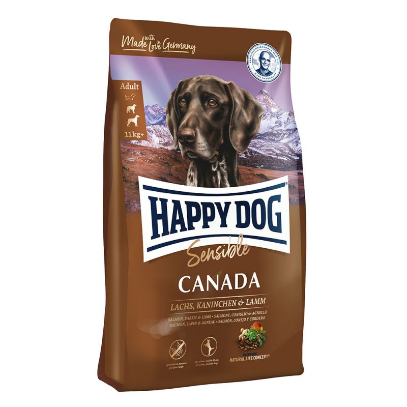 Happy Dog Sensible Canada - храна за кучета със сьомга, заешко и агнешко месо, и зеленоуста мида, 4 кг.