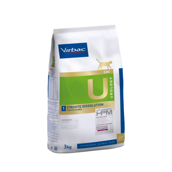 Virbac Cat Urology Struvite Dissolution - диетична храна за котки за разтваряне на струвитни и превенция на оксалатни камъни, 1.5 кг.