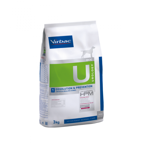 Virbac Dog Urology Dissolution & Preventation - диетична храна за кучета за разтваряне на струвитни и превенция на оксалатни камъни, 12 кг.