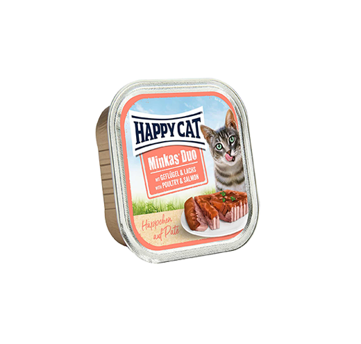 Happy Cat Minkas Duo Poultry & Salmon - храна за котки с пилешко месо и сьомга, 100 гр.