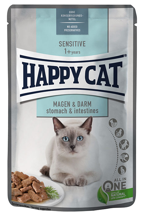 Happy Cat MIS Sensitive Stomach & Intestine - храна за котки с чувствителна храносмилателна система, 85 гр.