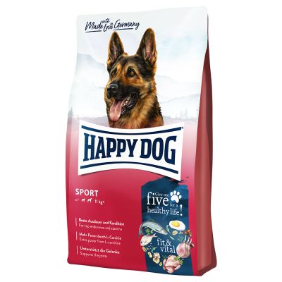 Happy Dog Fit & Vital Adult Sport - храна за кучета средни и големи породи, с повишена енергийна активност и възраст над 12 месеца, с пилешко, агнешко и риба, 14 кг.