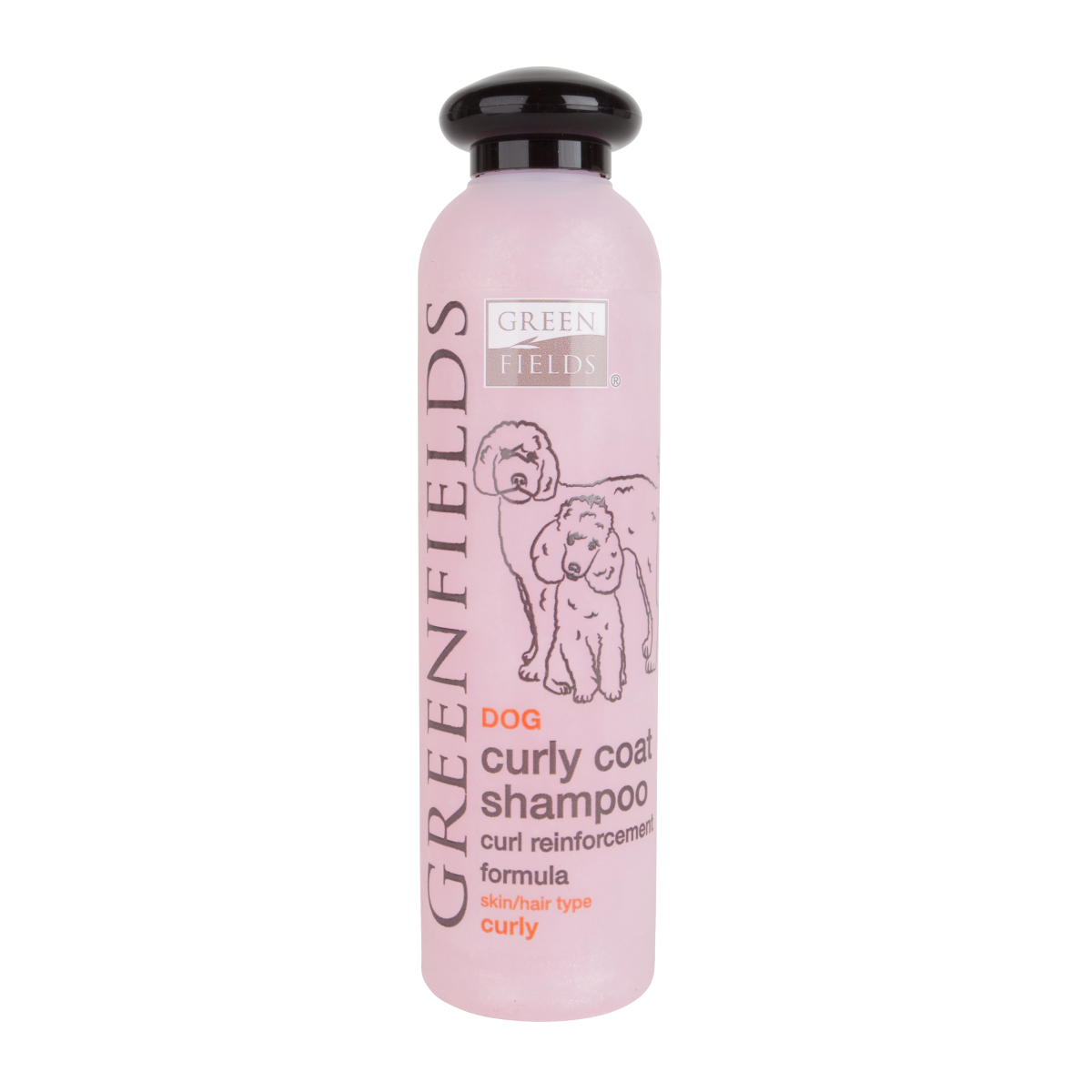 Green Fields Curly Coat Shampoo - шампоан за къдрава козина нежно почиства козината, без да премахва естествените й мазнини, помага за предотвратяване на къдренето и оставя къдриците еластични и меки 250 мл.