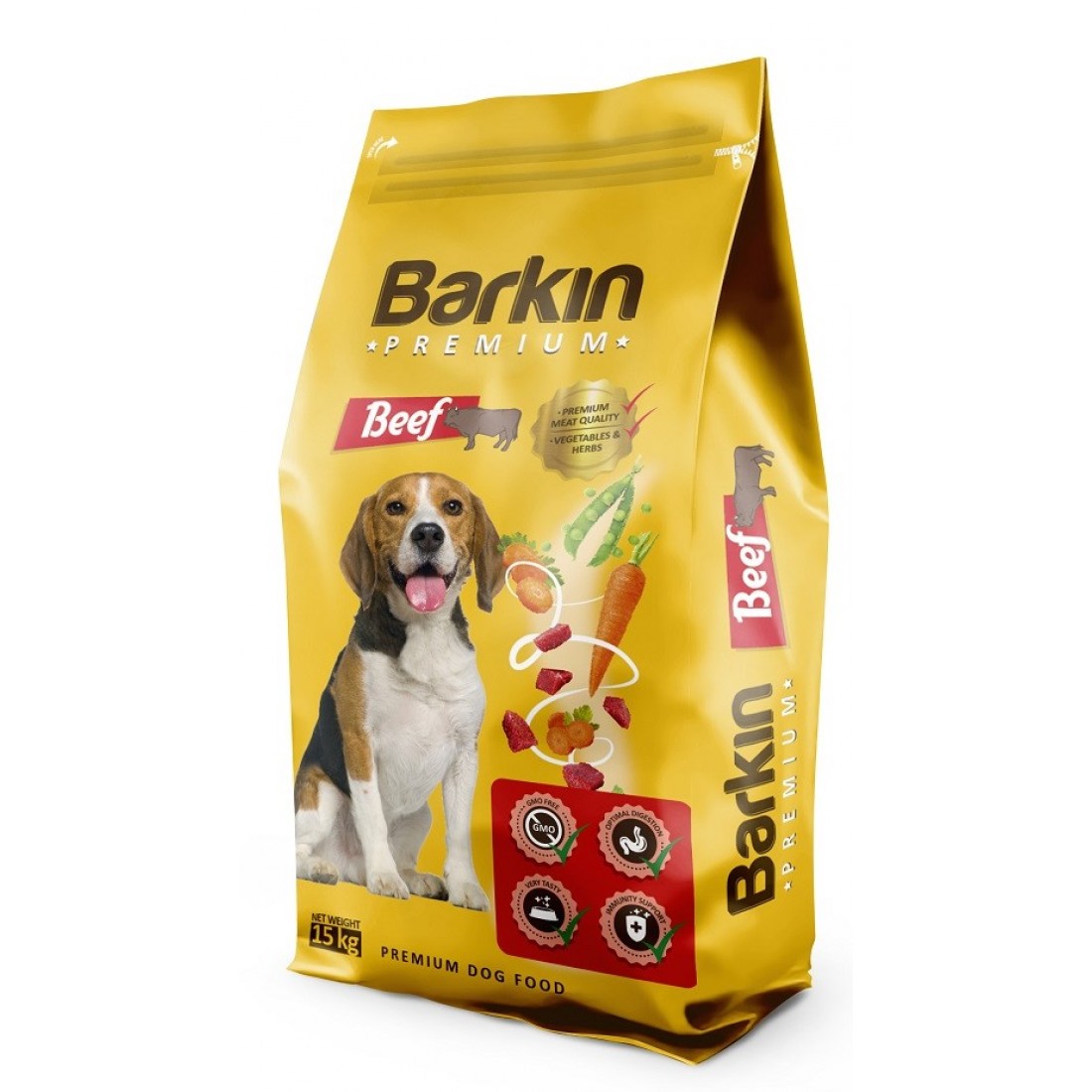 Barkin суха храна за кучета от всички породи с говеждо месо, 15 кг.
