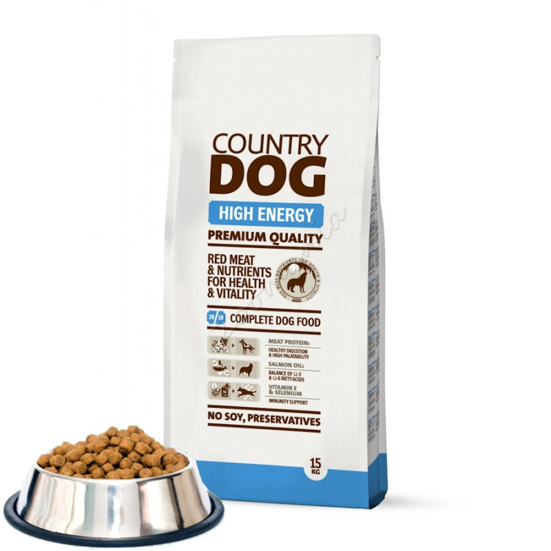 COUNTRY DOG High Energy - пълноценна храна за активни кучета. 15 кг.
