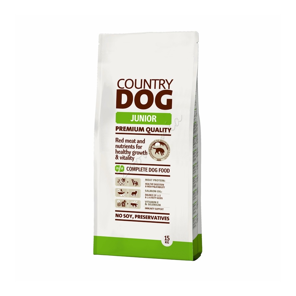 OUNTRY DOG Junior - пълноценна храна за подрастващи кучета от всички породи. 15 кг.