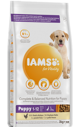 IAMS for Vitality Large Breed Puppy with Fresh Chicken - за големи породи до 12 месеца, с пилешко месо 12 кг.