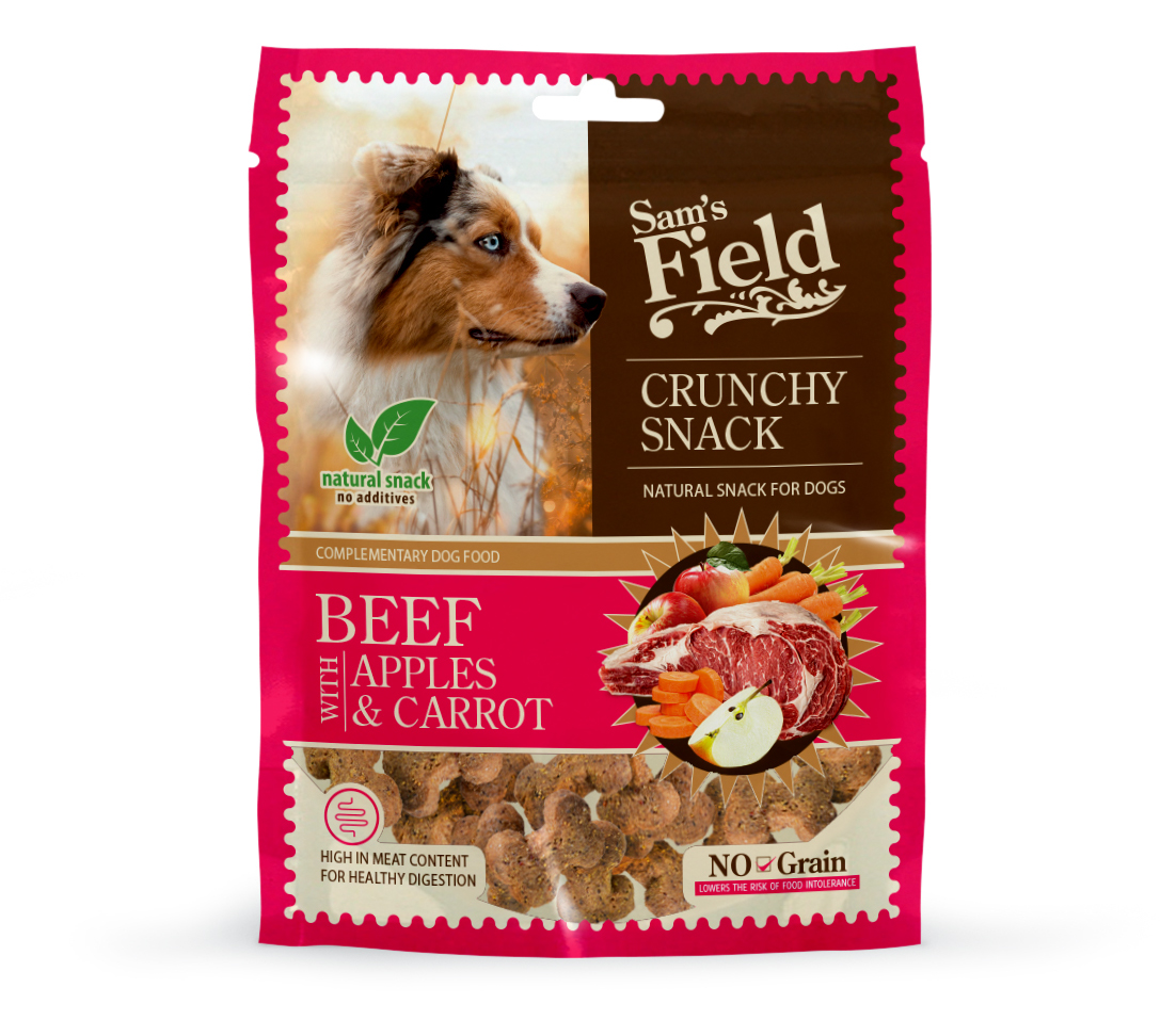 SAM'S FIELD CRUNCHY SNACK Говеждо, Ябълки и Морков - 200 г