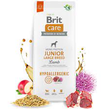 Brit Care Dog Hypoallergenic Junior Large Breed - пълноценна хипоалергенна храна за подрастващи кученца от големи породи с агнешко месо и ориз 12 кг.
