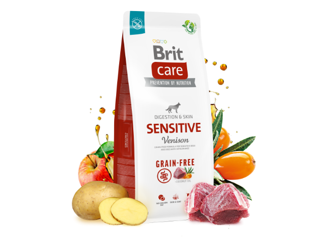 Brit Care Dog Grain-free Sensitive - пълноценна храна за чувствителни кучета с хранителна непоносимост с еленско месо и картофи 12 кг