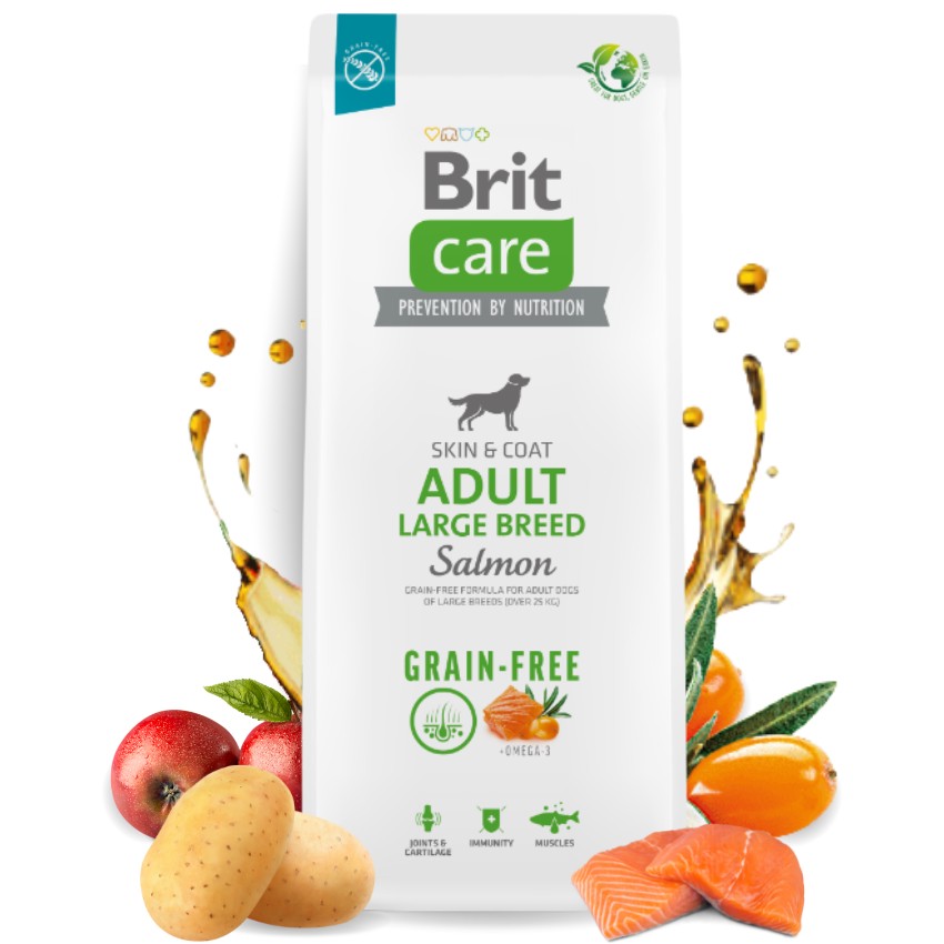 Brit Care Dog Grain-free Adult Large Breed - пълноценна храна за възрастни кучета от големи породи без зърнени култури със сьомга 3 кг