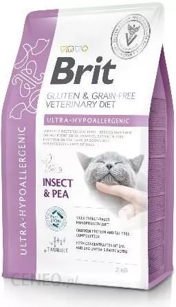 Brit GF Veterinary Diets Cat Ultra-Hypoallergenic - пълноценна и балансирана хипоалергенна храна за котки с протеин от насекоми за намаляване на хранителната непоносимост 2 кг.
