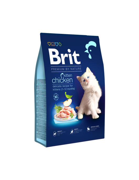 Brit Premium by Nature Cat Kitten Chicken - пълноценна храна за малки котенца до 12 месеца 8 кг.