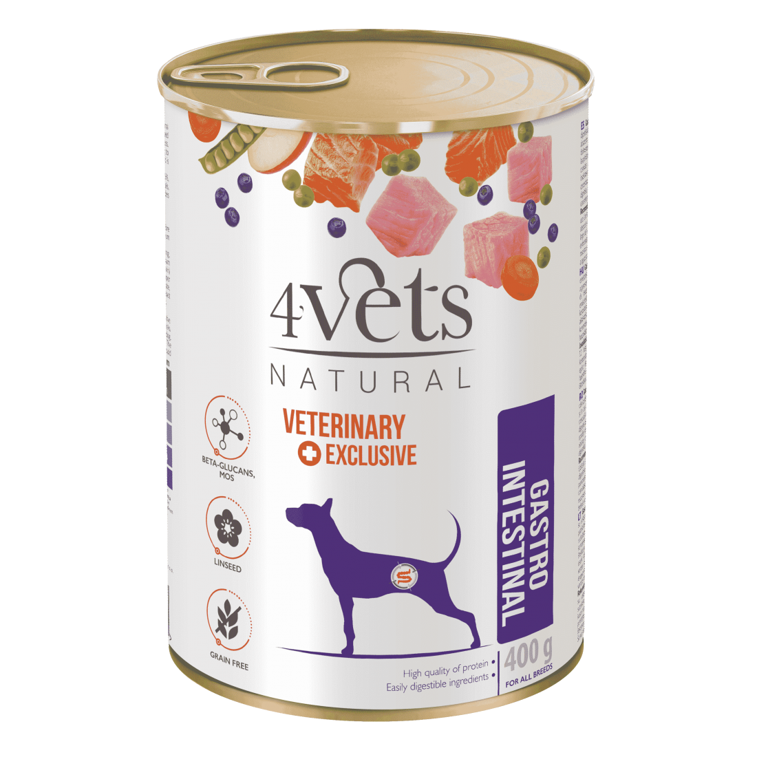 4Vets Natural Gastro Intestinal храна за стомашно чревни проблеми, 3 бр. х 400 г