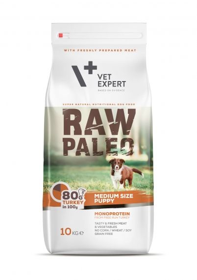 Raw Paleo Puppy Medium Turkey – Суха храна за бебета кученца от средни породи с пуешко 10 кг.
