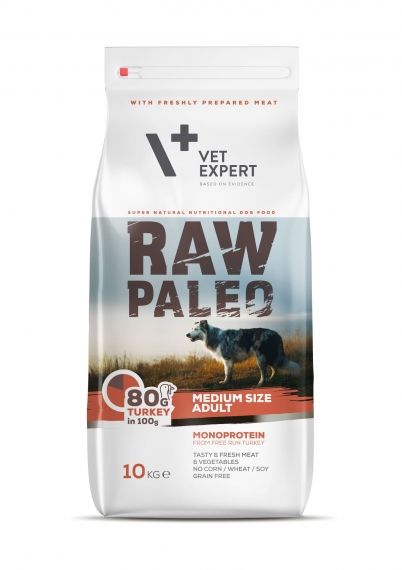 Raw Paleo Adult Medium Turkey – Суха храна за израснали кучета от средни породи с пуешко 10 кг.