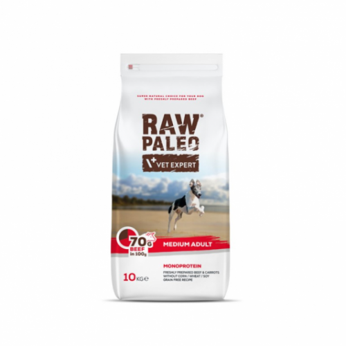 Raw Paleo Adult Medium Beef – суха храна за израснали кучета от средни породи с телешко 10 кг.