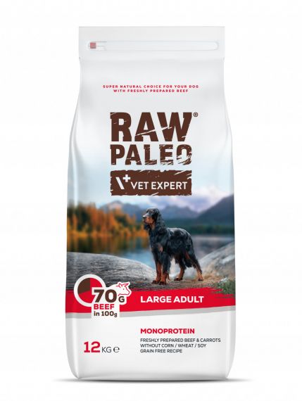 Raw Paleo Adult Large Beef – суха храна за израснали кучета от големи породи с телешко 12 кг.
