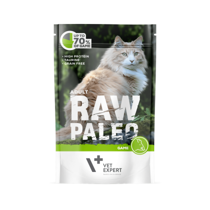 Raw Paleo Cat Adult Game – Пауч за израснали котки с дивеч 12 бр. х 100 гр.