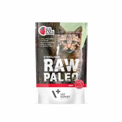 Raw Paleo Cat Sterilised Beef – пауч за кастрирани котки с телешко 12 бр. х 100гр.