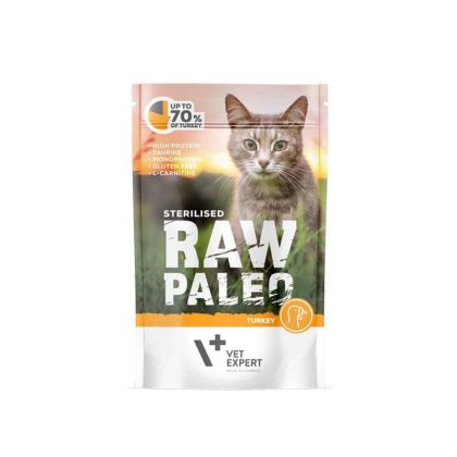 Raw Paleo Cat Sterilised Turkey – пауч за кастрирани котки с пуешко 12 бр. х 100гр.