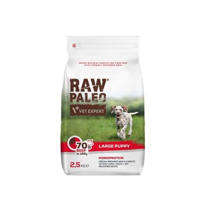 Raw Paleo Puppy Large Beef – суха храна за бебета кученца от големи породи с телешко 2.5 кг.