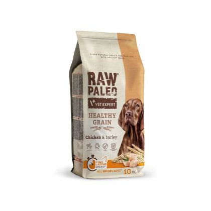 Raw Paleo Healthy Grain Adult Chicken – Пълноценна и балансирана суха храна за подрастващи кучета от всички породи с птиче месо и ечемик 10 кг.